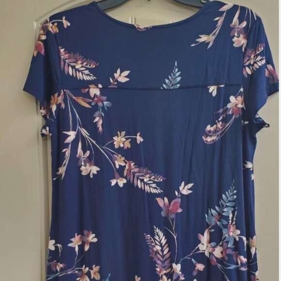 NWT Soma M Cool Night's Short Sleeve Sleepshirt in Sumptuous Bouquet Navy $42 - Picture 3 of 6